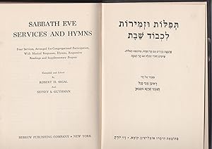 Imagen del vendedor de Sabbath Eve Services and Hymns Tfilot uzemirot likhvot Shabat a la venta por Meir Turner