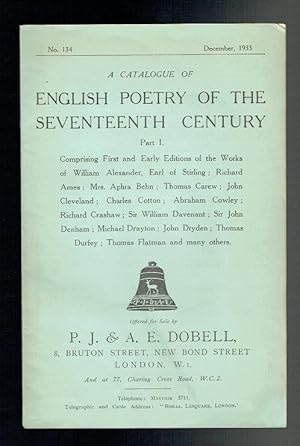 Seller image for A Catalogue of English Poetry of the Seventeenth Century Part I for sale by Sonnets And Symphonies