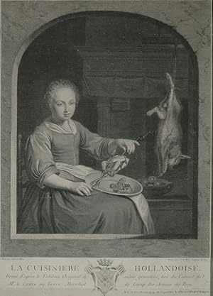 La Cuisiniere Hollandoise. Kupferstich nach Gabriel Metzu.