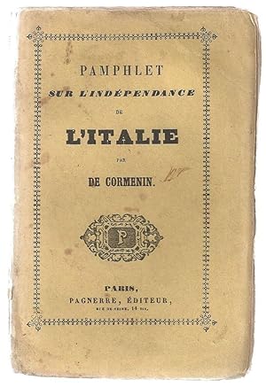 Bild des Verkufers fr Pamphlet Sur L'independance De L'italie zum Verkauf von Besleys Books  PBFA