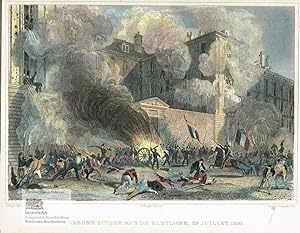 Caserne Suisse, Rue de Babylone, 29 Jullet, 1830. Erstürmung der Schweizerischen Kaserne durch re...