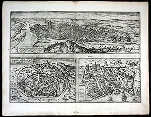 Imagen del vendedor de Roan" - Rouen Nismes Nimes Bordeaux Braun Hogenberg map Plan gravure a la venta por Antiquariat Steffen Vlkel GmbH