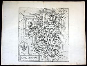 Image du vendeur pour Hypra Flandriarum" - Ypern Ieper Belgium Braun Hogenberg map Plan gravure engraving mis en vente par Antiquariat Steffen Vlkel GmbH