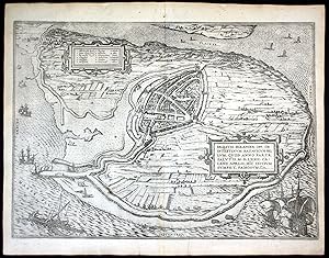 Imagen del vendedor de Brilium" - Brielle Den Briel Braun Hogenberg map Plan gravure engraving a la venta por Antiquariat Steffen Vlkel GmbH