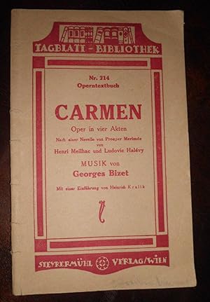 Carmen: Oper in vier Akten. Nach einer Novelle von Prosper Merimée.