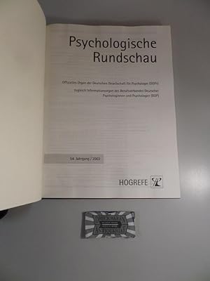 Bild des Verkufers fr Psychologische Rundschau - 54. Jahrgang/ 2003. zum Verkauf von Druckwaren Antiquariat