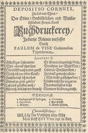 Seller image for AN ACCOUNT OF THE GERMAN MORALITY PLAY ENTITLED DEPOSITIO CORNUTI TYPOGRAPHICI. for sale by Librera Anticuaria Galgo