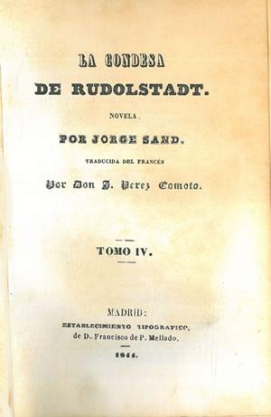 LA CONDESA DE RUDOLSTADT.: SAND, Jorge. [George]