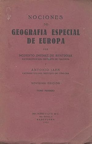 Seller image for NOCIONES DE GEOGRAFA ESPECIAL DE EUROPA. for sale by Librera Anticuaria Galgo