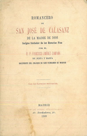 Imagen del vendedor de ROMANCERO DE SAN JOS DE CALASANZ DE LA MADRE DE DIOS. a la venta por Librera Anticuaria Galgo