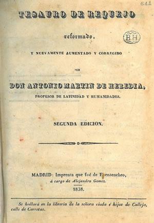 Imagen del vendedor de TESAURO DE REQUEJO reformado y nuevamente aumentado por . a la venta por Librera Anticuaria Galgo