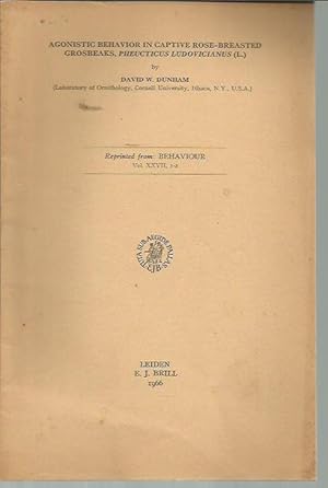 Image du vendeur pour Agonistic Behavior in Captive Rose-Breasted Grosbeaks, Pheucticus ludovicianus (L.) (Behaviour, Vol.27 No. 1-2: 160-173) mis en vente par Bookfeathers, LLC