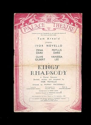 Image du vendeur pour King's Rhapsody: Souvenir Theatre Programme Performed at Palace Theatre, Shaftesbury Avenue, London mis en vente par Little Stour Books PBFA Member