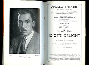 Bild des Verkufers fr Idiot's Delight: Souvenir Theatre Programme Performed at Apollo Theatre, Shaftesbury Avenue, London zum Verkauf von Little Stour Books PBFA Member