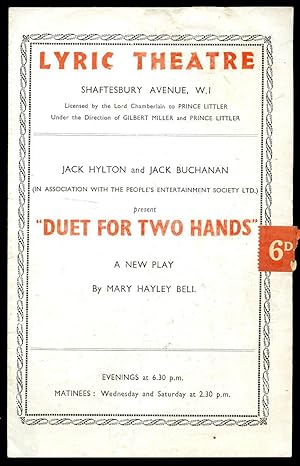 Seller image for Duet For Two Hands: Souvenir Theatre Programme Performed at Lyric Theatre, Shaftesbury Avenue, London for sale by Little Stour Books PBFA Member