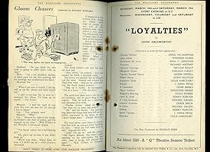 Imagen del vendedor de Loyalties: Souvenir Theatre Programme Performed at Q Theatre, Opposite Kew Bridge Station, London (The Magazine Programme Number 1204) a la venta por Little Stour Books PBFA Member