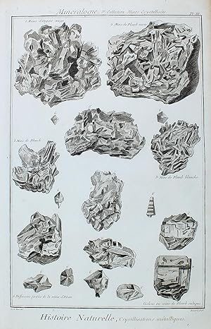 "Histoire Naturelle. Crystallisations metaliques" originaler Kupferstich/copper engraving ca.32x2...