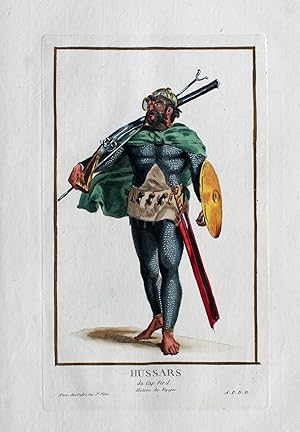 "Hussars du Cap Verd" originale hand-kolorierte Radierung/hand-coloured etching ca.24x15cm (Darst...