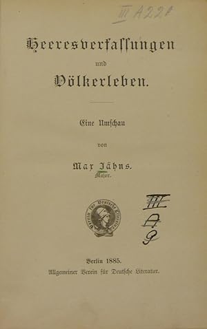 Imagen del vendedor de Heeresverfassungen und Vlkerleben. Eine Umschau. a la venta por Antiquariat Rainer Schlicht