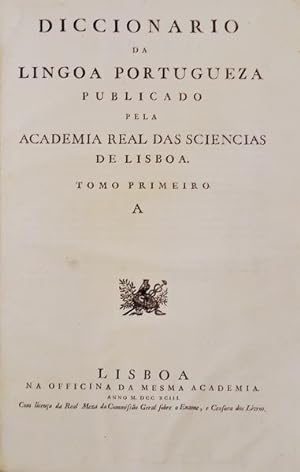 Seller image for DICCIONARIO DA LINGOA PORTUGUEZA. Publicado pela Academia Real das Sciencias de Lisboa. for sale by Livraria Castro e Silva