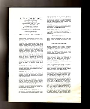 L.W. Currey, Inc. New Acquisitions Occasional List Number 13 / Lloyd W. Currey. Science Fiction /...