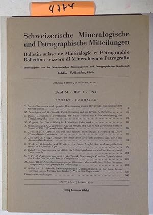 Schweizerische Mineralogische Und Petrographische Mitteilungen Band 54 - Heft 1 - 1974