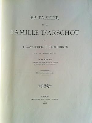 Image du vendeur pour EPITAPHIER DE LA FAMILLE D'ARSCHOT mis en vente par Librairie l'Aspidistra