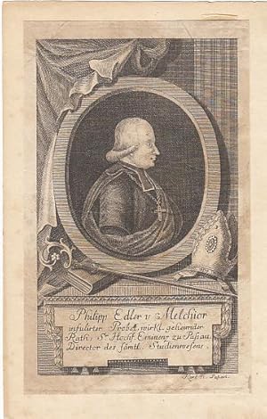 Bild des Verk�ufers f�r Portr�t. Halbfigur im Profil nach rechts. Kupferstich von Karl, aufgeklebt, 17 x 10,5 cm, o.J. (um 1725). zum Verkauf von Antiquariat Michael Eschmann