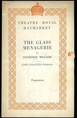 Image du vendeur pour The Glass Menagerie: Souvenir Theatre Programme Performed at Theatre Royal, Haymarket, London mis en vente par Little Stour Books PBFA Member