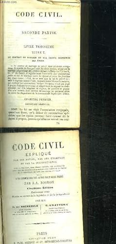 Imagen del vendedor de CODE CIVIL EXPLIQUE PAR SES MOTIFS, PAR DES EXEMPLES ET PAR LA JURISPRUDENCE AVEC LA SOLUTION SOUS CHAQUE ARTICLE, DES DIFFICULTES AINSI QUE DES PRINCIPALES QUESTIONS QUE PRESENTE LE TEXTE ET LA DEFINITION DE TOUS LES TERMES DE DROIT - 2 volumes a la venta por Le-Livre