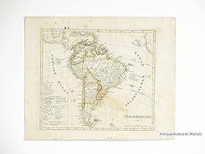 Süd-America. Blatt No. XX aus: Stieler's Schul-Atlas. Von Hand grenzkolorierter Kupferstich.