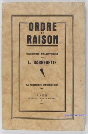 Immagine del venditore per Ordre et Raison venduto da Librairie du Bassin
