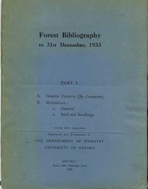 Imagen del vendedor de Forest Bibliography to 31st December, 1933 Part 1 a la venta por Scorpio Books, IOBA