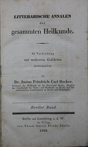 Bild des Verkufers fr Litterarische Annalen der gesammten Heilkunde. 2. Jahrgang. zum Verkauf von Antiquariat  Braun