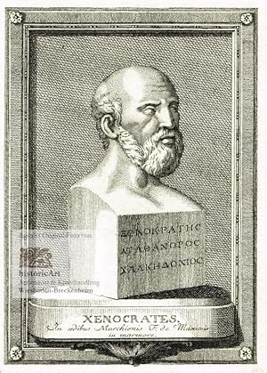 Seller image for Xenocrates. In adibus Marchionis F. de Maximis in marmore. Portrtbste des Philosophen Xenocrates mit Vollbart nach viertelrechts nach einer antiken Marmorbste. Kupferstich von Riegel bei Brglen 1780 for sale by historicArt Antiquariat & Kunsthandlung