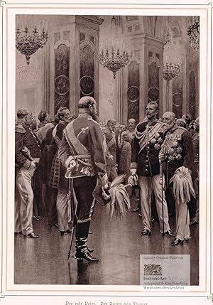 Der rote Prinz. Kaiser Friedrich Karl als Kronprinz in der Uniform der Ziethen-Husaren auf dem Ho...