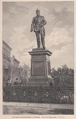 Image du vendeur pour Das Kaiser Friedrich-Denkmal in Spandau. Ansicht mit figrlicher Staffage. mis en vente par Antiquariat Hild