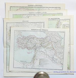 Die Mittelmeerstaaten im Jahr 1862 - Konvolut von 4 handkolorierten Karten aus: Illustrirter Hand...