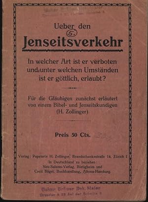 Seller image for Ueber den Jenseitsverkehr,In welcher Art ist er verboten und unter welchen Umstnden ist er gttlich, erlaubt? for sale by Antiquariat Kastanienhof