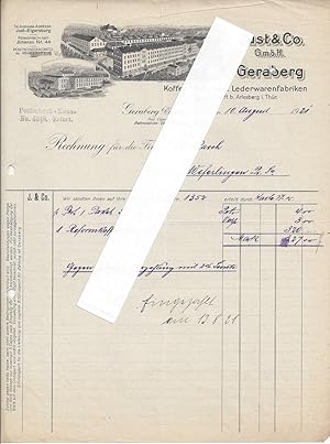 Seller image for Just & Co. GmbH. Handschrift. Rechnung v. 10. August 1921, Dekorativer Briefkopf mit Firmenansicht der Fabriken und Rechnung vom 11. Oktober 1921. for sale by Buecherstube Eilert, Versandantiquariat