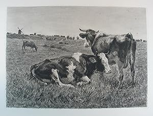 Radierung auf Bütten "Tierstück". München 1896, 25 x 35 cm, (Blattgr.: 44 x 56,5 cm).