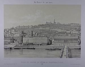 Palais de Justice et Coteau de Fourvieres, à Lyon. Tonlithographie v. Asselineau nach einer Fotog...