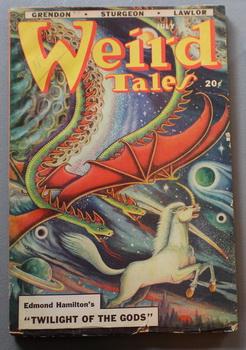 Seller image for WEIRD TALES (Pulp Magazine) July, 1948 Twilight of the Gods cover/story by Edmond Hamilton; Isle of Women by Allison V. Harding. What Beckoning Ghost? by Harold Lawlor; Abreaction by Theodore Sturgeon. Dhoh by Manly Wade Wellman; The Undead Die by E. Eve for sale by Comic World