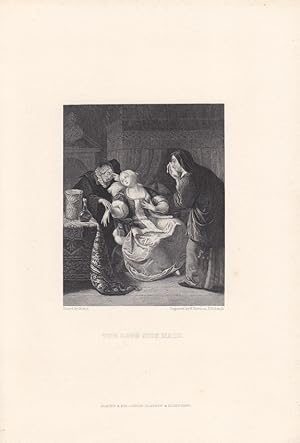 The Love sick Maid, Arzt, Liebeskummer, Kupferstich um 1835 von W. Howison nach einem Gemälde von...