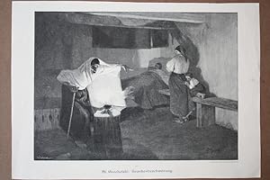 St. Grocholski: Krankenbeschwörung, Hexe, Heilerin, original Holzstich um 1895, Blattgröße: 27,5 ...