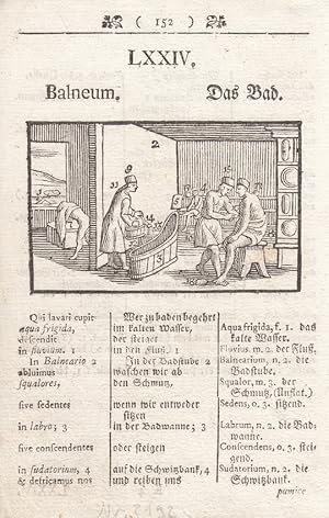 Balneum, Das Bad, Badestube, Lateinfibel, Holzschnitt um 1660 von Johann Amos Comenius (1592 - 16...