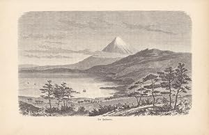 Japan, Der Fufiyama, Fuji, Fudschijama, Holzstich um 1870, Blattgröße: 14,2 x 21,5 cm, reine Bild...