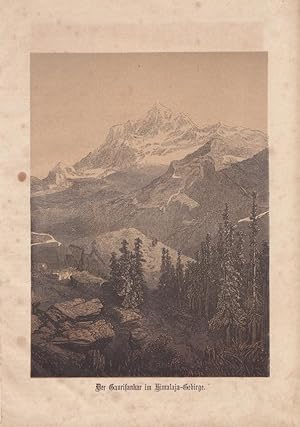 Der Gaurisankar im Himalaja-Gebirge, Nepal, China, Holzstich um 1865 mit Blick auf das Gebirge, B...