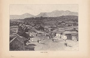 Ansicht von Soul, Seoul Südkorea, Holzstich um 1875, Blattgröße: 18,7 x 18,5 cm, reine Bildgröße:...