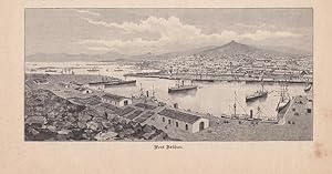 Port Arthur, Hafen, Guangdong, Kuangtung, Holzstich um 1895 mit Blick auf die Hafenanlagen, Blatt...